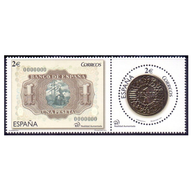 Spain Numismatic Stamp 2v [odd shape & cool stamping]