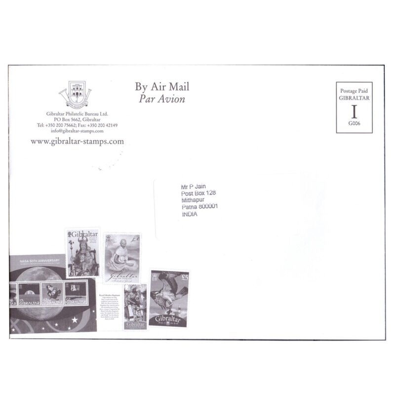 2008  Gibraltar Gandhi Postage Pre-Paid Envelope Postally used