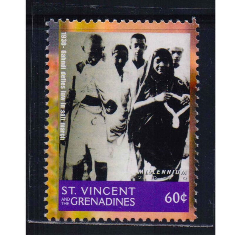 1999 St. Vincent  & the Grenadines Gandhi (Defies law in Salt March) Millennium 1v Stamp