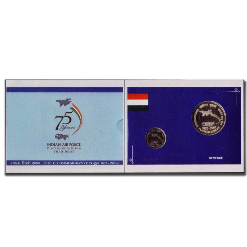 2007 Indian Air Force Platinum Jubilee 2pcs UNC Set