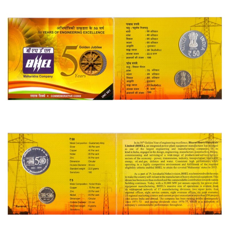 2015 50 Years of Engineering Excellence BHEL 2pcs UNC Coin Set