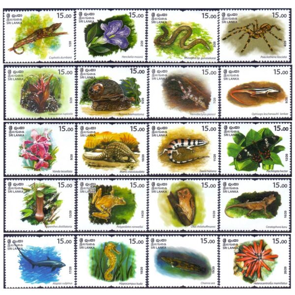 2020 Wild Species Threatened by Trade in Sri Lanka 20v Stamp