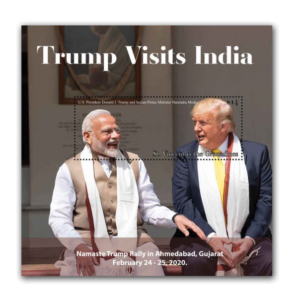 2020 St Vincent & The Grenadines US President Donald J Trump and Indian Prime Minister Narendra Modi Miniature Sheet