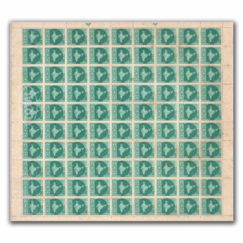 1957 Map of India 1np (3rd Series) (wmk. Multi Star Sideways) Definitive Stamp Sheet