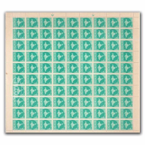 1958 Map of India 8np (3rd Series) (wmk. Multi Star Sideways) Definitive Stamp Sheet