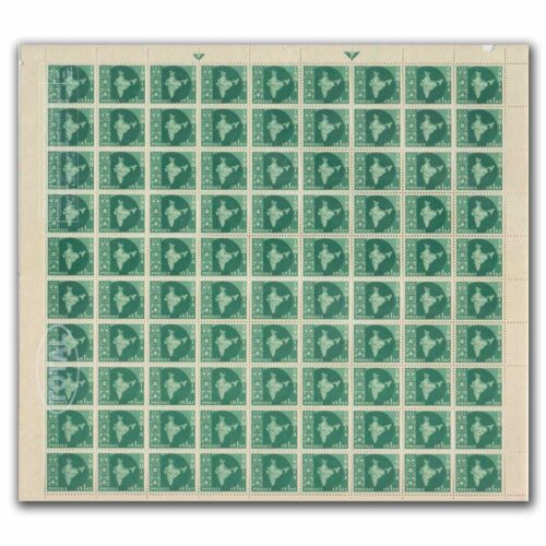 1960 Map of India 1np (3rd Series) (wmk. Ashokan Lion Capital) Definitive Stamp Sheet