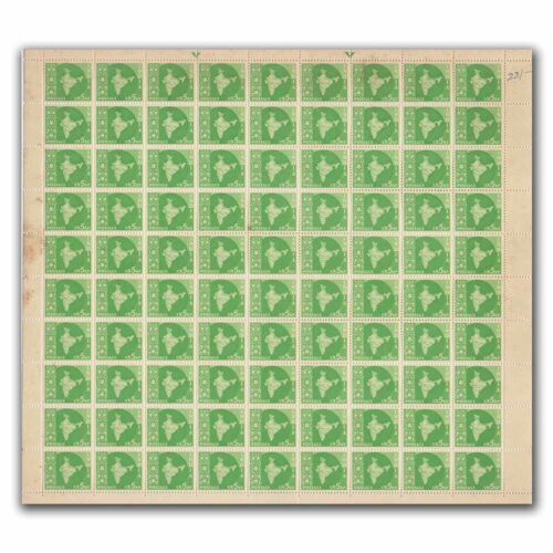 1958 Map of India 5np (3rd Series) (wmk. Ashokan Lion Capital) Definitive Stamp Sheet