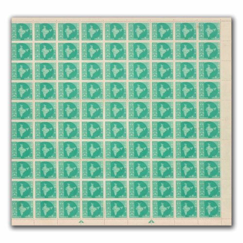 1958 Map of India 8np (3rd Series) (wmk. Ashokan Lion Capital) Definitive Stamp Sheet