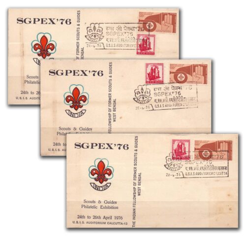 1976 Calcutta SGPEX Scouts and Guides Philatelic Exhibition Cover (Set of 3)