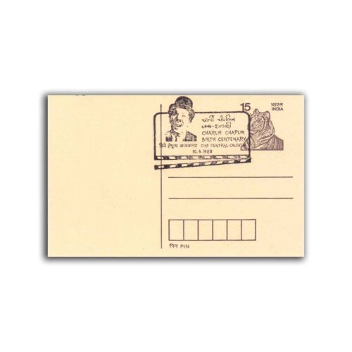 1989 Calcutta Charlie Chaplin Birth Centenary Special Cancellation on Postcard