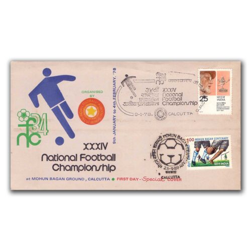 1978 Calcutta 34th National Football Championship with Mohan Bagan Centenary Cancellation on Cover