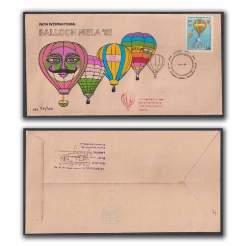 1985 New Delhi India International Balloon Mela Flown Balloon Cover