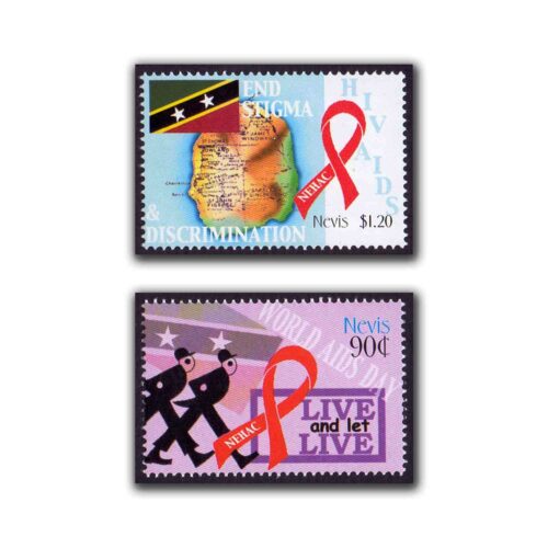 2003 Nevis World Aids Day Live & Let Live and End Stigma & Discrimination 2v Stamp