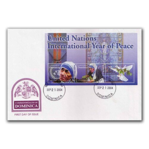 2004 Dominica Mother Teresa International Year of Peace Miniature Sheet on FDC