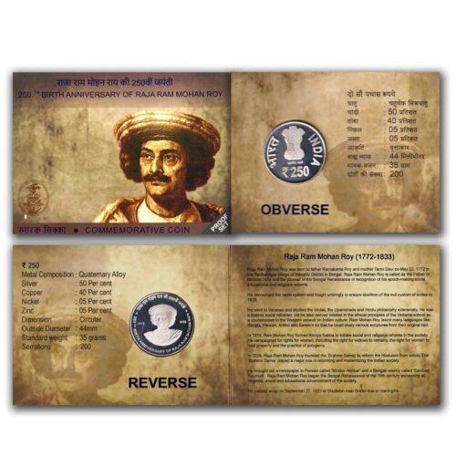 2023 250th Birth Anniversary of Raja Ram Mohan Roy Proof Coin Set 1pcs.(Rs. 250) Folder Packing