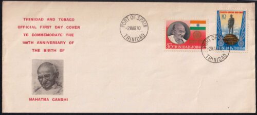 1970 Gandhi 1970 Trinidad and Tobago 100th Anniversary 2v First Day Cover