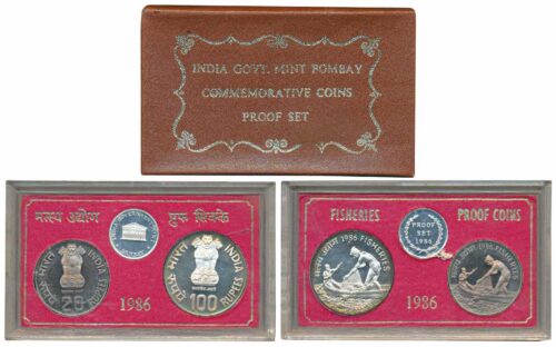 1986 FAO Development Oriented Coin Fisheries 2pcs Proof Coin Set in Original Packaging with Outer Box