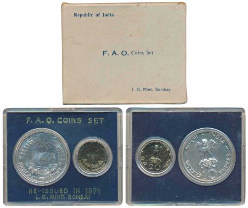 1971 Food For All (Re-Issued) 2pcs UNC Coin Set in Original Packaging with Outer Box