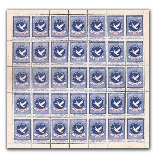 1973 1st Anniversary OF Army Postal Services Corps Mint Sheet of 35 Stamps