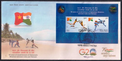 2023 50 Years of Establishment of Diplomatic Relations between India and Vietnam Miniature Sheet on FDC