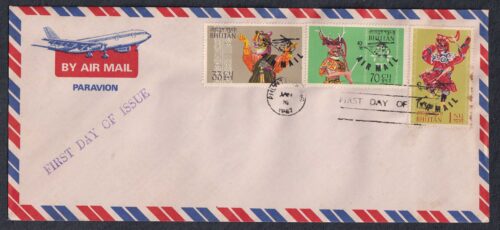 1967 Bhutan Airmail Surcharge Overprint on 20v Stamp on 6 Covers with FDC Cancellation