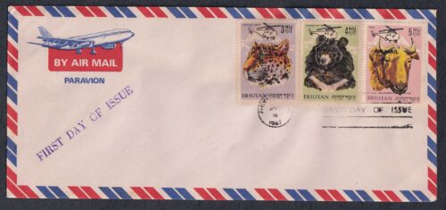 1967 Bhutan Airmail Surcharge Overprint on 20v Stamp on 6 Covers with FDC Cancellation