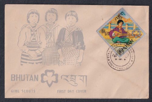 1967 Bhutan Girl Scouts 5v Stamp on 5 FDCs