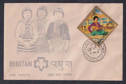 1967 Bhutan Girl Scouts 5v Stamp on 5 FDCs