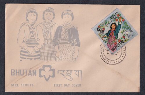 1967 Bhutan Girl Scouts 5v Stamp on 5 FDCs