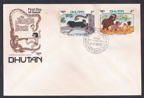 1982 Bhutan Walt Disney's The Jungle Book 9v Stamp on 5 FDCs