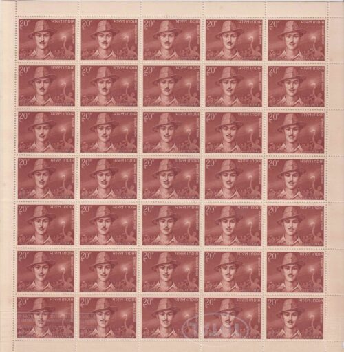 1968 61st Birth Anniversary Of Bhagat Singh (Bhagat singh) Mint Sheet of 35 Stamps