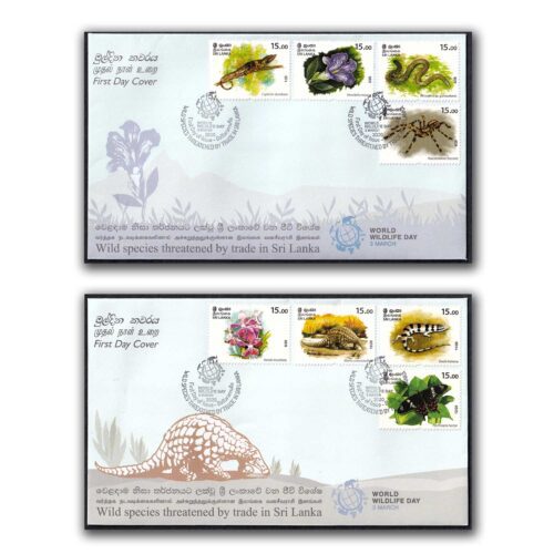 2020 Wild Species Threatened by Trade in Sri Lanka 20v Stamp on 5 FDCs