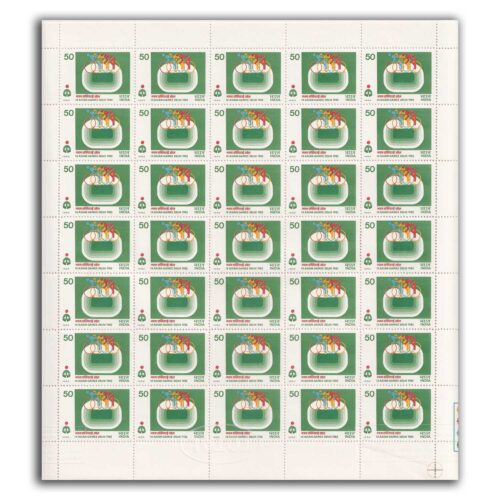 1982 IX Asian Games, New Delhi 6th Issue (Cycling, Javelin, Discus and Football) 4v Mint Sheet of 35 Stamps