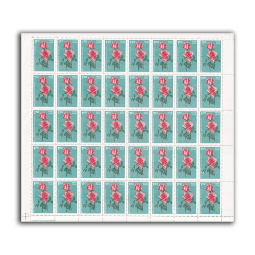 1984 Indian Roses (Mrinalini and Sugandha) 2v Mint Sheet of 40 Stamps