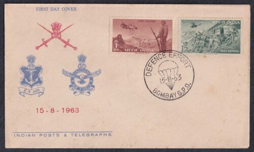 1963 Defence Campaign (Artillery & Army Helicopter, Sentry on Duty and Parachute dropping Supplies) 2v Stamp on FDC