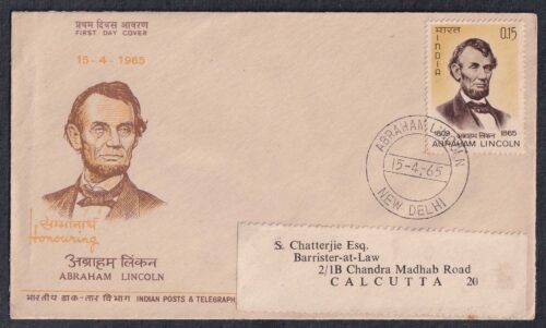 1965 Death Centenary of Abraham Lincoln (Statesman and Humanitarian) 1v Stamp on FDC Postally Used