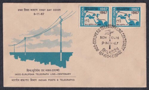 1967 Centenary Of Indo - European  Telegraph Line Service (Route Map) 1v Stamp on FDC