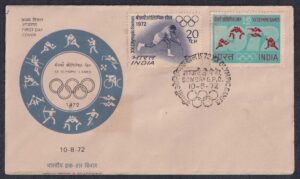 1972 XX Olympic Games (Hockey Player And Various Sports) 2v Stamp on FDC