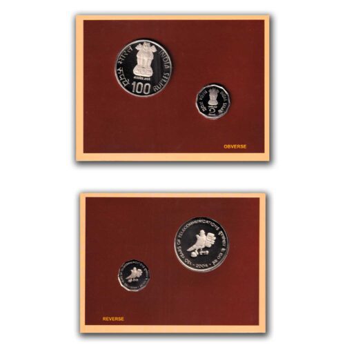 2004 150 Years of Telecommunications 2pcs Proof Coin Set in Folder Packaging (Without Outer Cover)