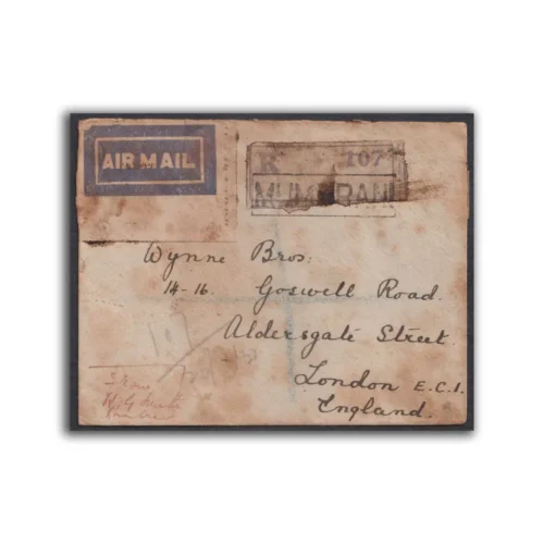 1931 Registered Airmail Cover from Mumbrani to London (SG221 & SG224)