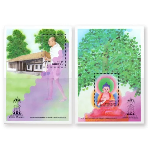 1997 Indepex - 97 Gandhi & Buddha 2 Different Miniature Sheet