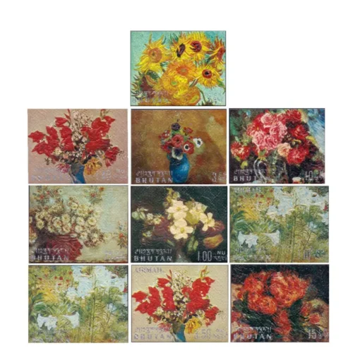 1968 Litho & Embossed Painting of Flower 10v (Incomplete) Stamp