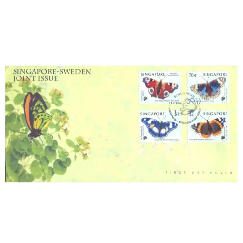 1999 Singapore Sweden Joint Issue Butterfly 4v Stamp on FDC