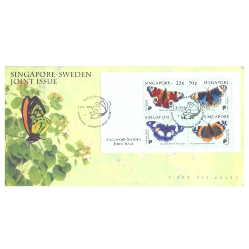 1999 Singapore Sweden Joint Issue Butterfly Miniature Sheet on FDC