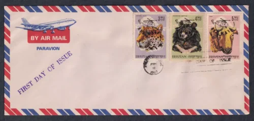 1967 Bhutan Airmail Surcharge Overprint on 20v Stamp on 6 Covers with FDC Cancellation - Image 6