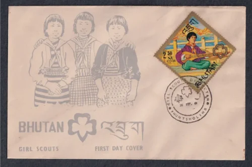 1967 Bhutan Girl Scouts 5v Stamp on 5 FDCs - Image 2