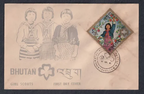 1967 Bhutan Girl Scouts 5v Stamp on 5 FDCs - Image 5