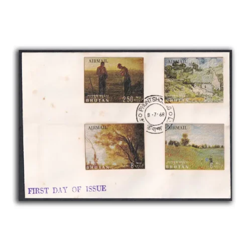 1968 Bhutan Litho And Embossed Painting 16v Stamp on 4 Covers with FDC Cancellation - Image 3