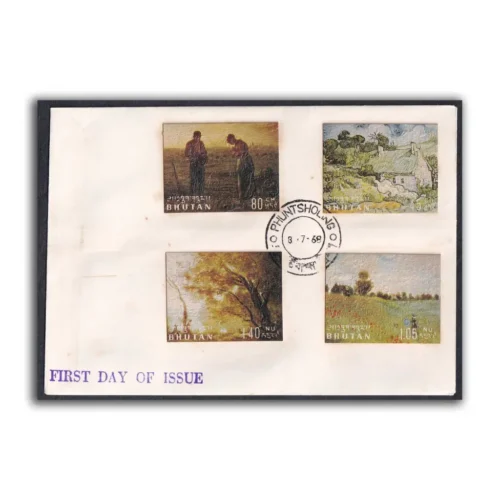 1968 Bhutan Litho And Embossed Painting 16v Stamp on 4 Covers with FDC Cancellation - Image 4