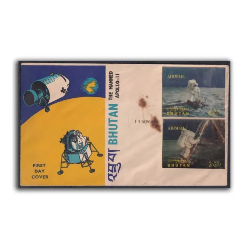 1969 Bhutan 3D The Manned Apollo-XI Moon Landing 12v Stamp on 6 FDCs - Image 5